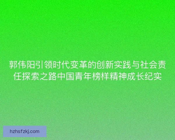 郭伟阳引领时代变革的创新实践与社会责任探索之路中国青年榜样精神成长纪实 郭伟阳引领时代变革的创新实践与社会责任探索之路中国青年榜样精神成长纪实