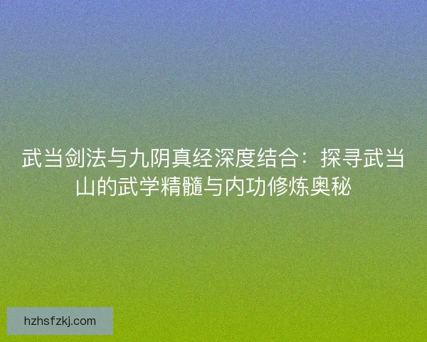 武当剑法与九阴真经深度结合：探寻武当山的武学精髓与内功修炼奥秘