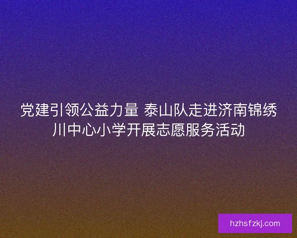 党建引领公益力量 泰山队走进济南锦绣川中心小学开展志愿服务活动