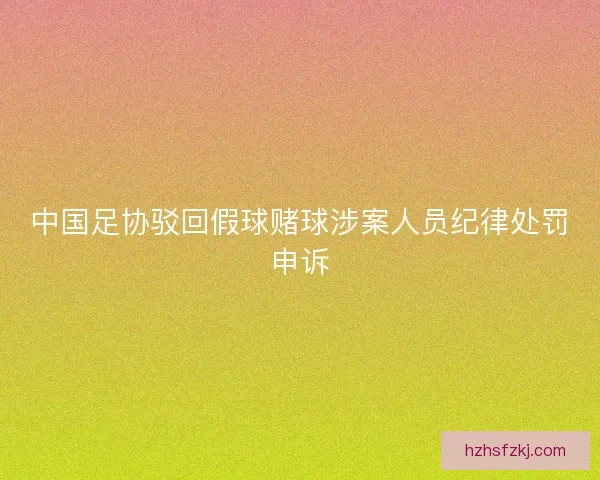 中国足协驳回假球赌球涉案人员纪律处罚申诉 中国足协驳回假球赌球涉案人员纪律处罚申诉